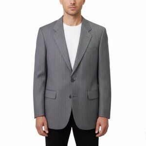 Saint Laurent Mens Gray Wool Pinstripe Blazer & Pants Suit Classic Fit
